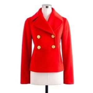 J. CREW NELLO GORI Red Pull-Over Wool Pea Coat